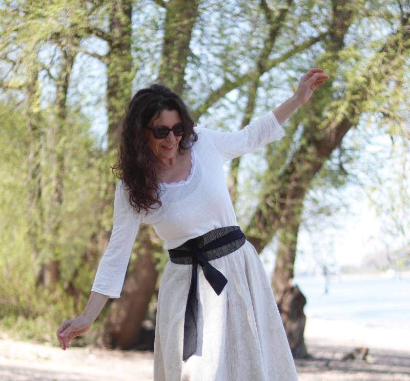 Lockere Bluse Leinen Creme von BasiaKollek