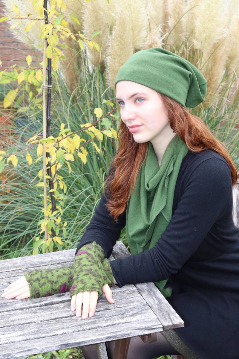 Mütze Beanie Merinowolle Grün von BasiaKollek