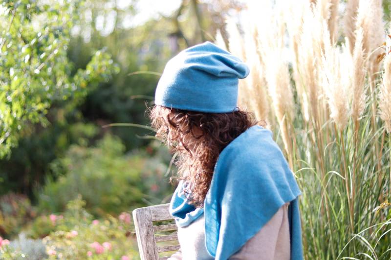 Mütze Beanie Merinowolle Hellblau von BasiaKollek