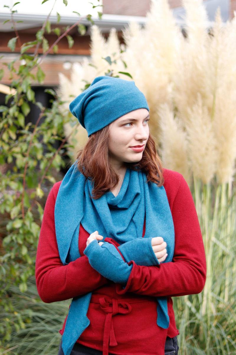 Mütze Beanie Merinowolle Petrol von BasiaKollek