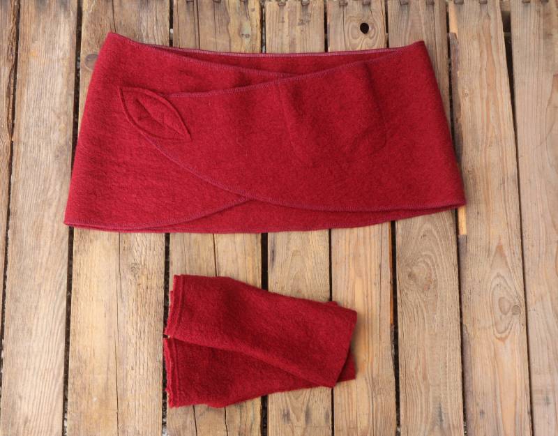 Set Nierengürtel Cacheur & Stulpen Aus Wolle in Rot von BasiaKollek