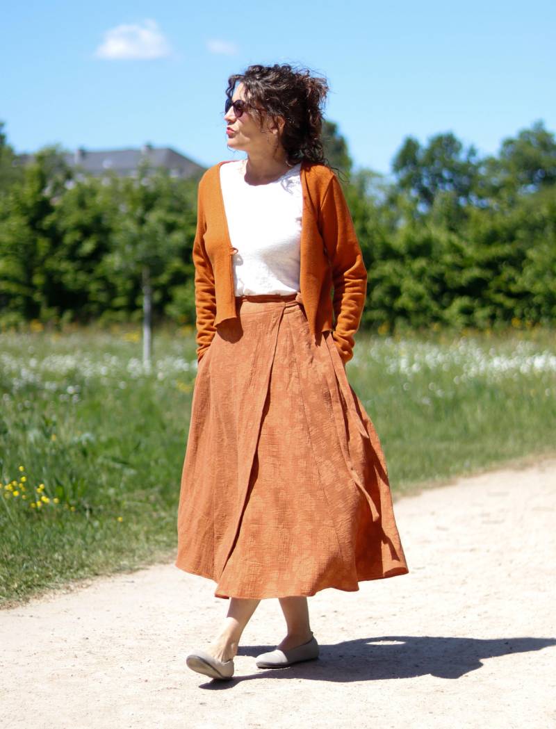 Wickelrock Maxirock Baumwolle Mit Taschen Terracotta von BasiaKollek