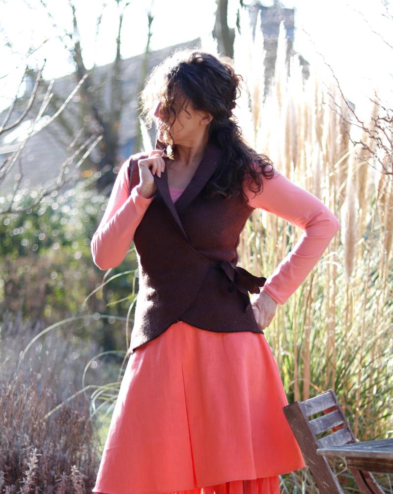 Wickelweste Wollweste Braun Meliert von BasiaKollek