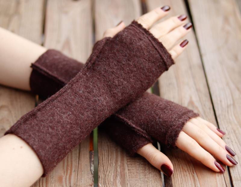 stulpen Wolle Daumenloch Braun Meliert von BasiaKollek