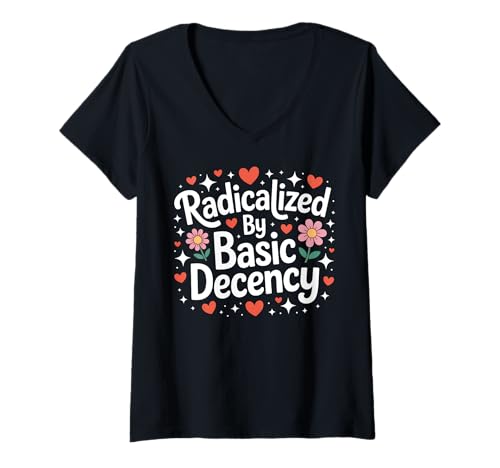 Damen Radikalisiert von Basic Decency Cute Progressive Democratic T-Shirt mit V-Ausschnitt Damen Radikalisiert von Basic Decency Cute Progressive Democratic T-Shirt mit V-Ausschnitt von Basic Decency is Rad