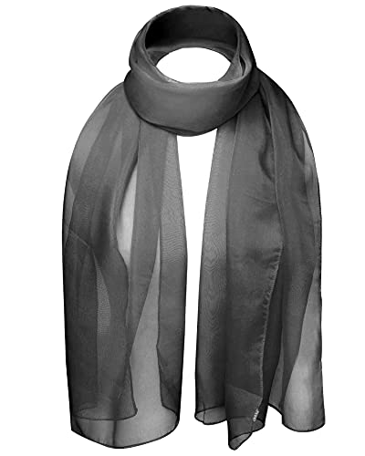 Basic Sense Chiffon Schal Sheer Soft Plain Neck Wrap für Frauen ordentlich genäht, Dunkelgrau Basic Sense Chiffon Schal Sheer Soft Plain Neck Wrap für Frauen ordentlich genäht, Dunkelgrau von Basic Sense