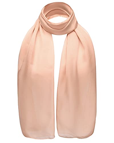 Basic Sense Chiffon Schal Sheer Soft Plain Neck Wrap für Frauen ordentlich genäht, Pfirsich von Basic Sense