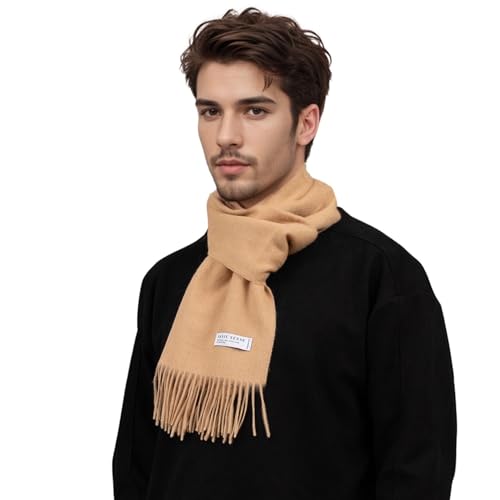 Basic Sense Schal aus 100% Wolle, mongolisch, einfarbig, weich, gestrickt, für Damen und Herren, beige, One size von Basic Sense