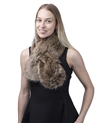Basic Sense Winter Lang Flauschiger Kunstfell Kragen Wrap Innenfleece Stoff für Frauen Warm Tippet Russischer Stil Schal, braun, One size von Basic Sense