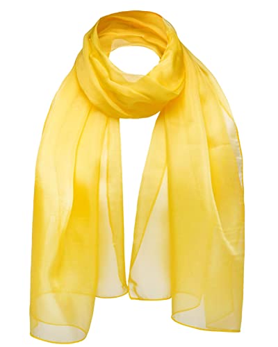 Cloud9Basic Leichter, weicher, klassischer, schlichter Chiffon-Schal aus durchsichtigem, halbopakem Stoff Damen Einheitsgröße Gelb von Basic Sense