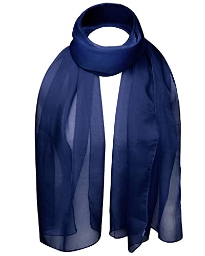 Cloud9Basic Leichter, weicher, klassischer, schlichter Chiffon-Schal aus durchsichtigem, halbopakem Stoff Damen Einheitsgröße Navy von Basic Sense