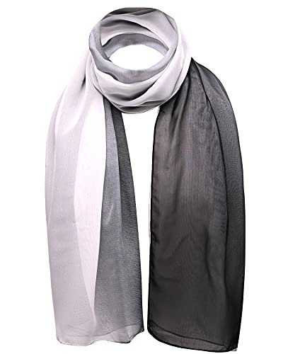 Cloud9Basic Leichter, weicher, klassischer, schlichter Chiffon-Schal aus durchsichtigem, halbopakem Stoff Damen Einheitsgröße Two Tone Schwarz And White von Basic Sense