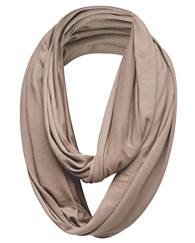 Unisex Jersey Circle Loop Infinity Plain Snood Schal Für Männer & Frauen, Tube Neck Warmer Soft 200g PREMIUM QUALITÄT 50% BAUMWOLLE Schals - 100% QUALITÄT GURANTEE (Beige) von Basic Sense