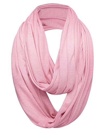 Unisex Jersey Circle Loop Infinity Plain Snood Schal Für Männer & Frauen, Tube Neck Warmer Soft 200g PREMIUM QUALITÄT 50% BAUMWOLLE Schals - 100% QUALITÄT GURANTEE (Blasses Rosa) von Basic Sense