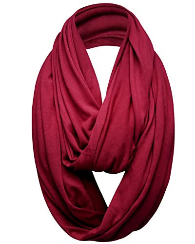 Unisex Jersey Circle Loop Infinity Plain Snood Schal Für Männer & Frauen, Tube Neck Warmer Soft 200g PREMIUM QUALITÄT 50% BAUMWOLLE Schals - 100% QUALITÄT GURANTEE (Burgund) von Basic Sense