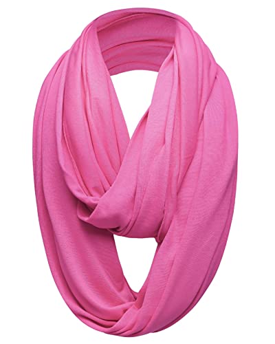 Unisex Jersey Circle Loop Infinity Plain Snood Schal Für Männer & Frauen, Tube Neck Warmer Soft 200g PREMIUM QUALITÄT 50% BAUMWOLLE Schals - 100% QUALITÄT GURANTEE (Fuchsie) von Basic Sense