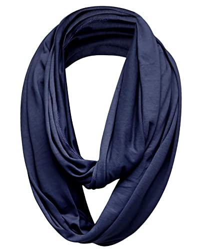 Unisex Jersey Circle Loop Infinity Plain Snood Schal Für Männer & Frauen, Tube Neck Warmer Soft 200g PREMIUM QUALITÄT 50% BAUMWOLLE Schals - 100% QUALITÄT GURANTEE (Navy Blau) von Basic Sense