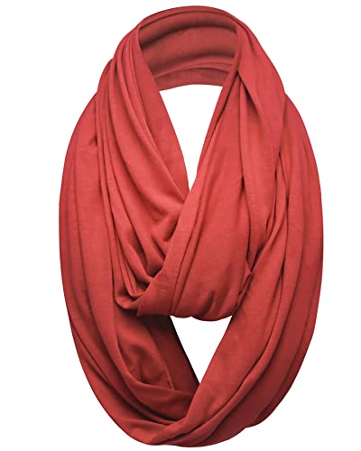 Unisex Jersey Circle Loop Infinity Plain Snood Schal Für Männer & Frauen, Tube Neck Warmer Soft 200g PREMIUM QUALITÄT 50% BAUMWOLLE Schals - 100% QUALITÄT GURANTEE (Rot) von Basic Sense