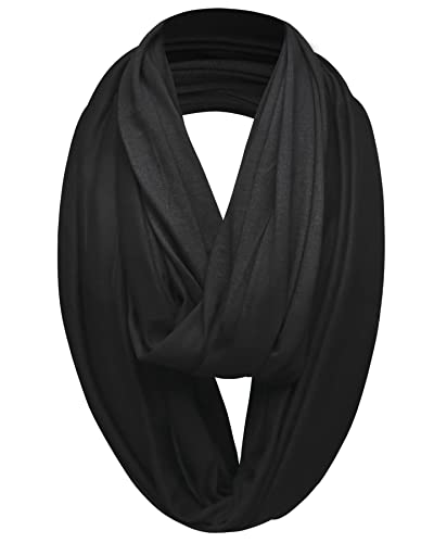 Unisex Jersey Circle Loop Infinity Plain Snood Schal Für Männer & Frauen, Tube Neck Warmer Soft 200g PREMIUM QUALITÄT 50% BAUMWOLLE Schals - 100% QUALITÄT GURANTEE (Schwarz) von Basic Sense