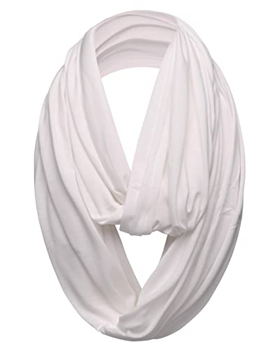 Unisex Jersey Circle Loop Infinity Plain Snood Schal Für Männer & Frauen, Tube Neck Warmer Soft 200g PREMIUM QUALITÄT 50% BAUMWOLLE Schals - 100% QUALITÄT GURANTEE (Weiß) von Basic Sense