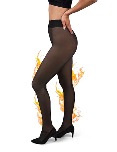 Basic Treasure 1 Paar Gefütterte Thermostrumpfhosen für Damen mit Fleece XXL, Gefälschte Durchscheinend Plüschstrümpfe, Wärmende Fleece Strumpfhose, Dicke Winter Strumpfhosen von Basic Treasure