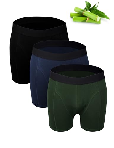 Basic Treasure 3er Pack Premium Bambus Unterhosen Herren, weicher Bambus und Baumwolle, Unterwäsche Schwarz Atmungsaktiv (DE/NL/SE/PL, Alphanumerisch, L, Regular, Regular, Schwarz/Navy/Grün) von Basic Treasure