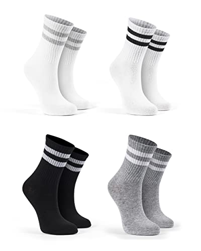 Basic Treasure (4er-Pack Tennis Sport Socken Kinder, Bio-Baumwolle, Tennissocken Kinder, Sportsocken für Jungen und Mädchen, Grau/Weiß/Schwarz (31/34) von Basic Treasure