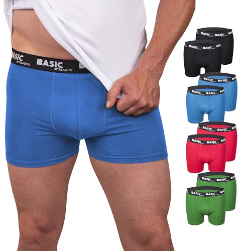 Basic Treasure 8 Paar Unterhosen Männer, Baumwolle Boxershorts Herren, Weiche Unterwäsche, Perfekte Passform (L, 8 Paar, Schwarz, Rot, Blau und Grün) von Basic Treasure