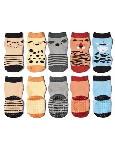 Treasure 5er Pack Stoppersocken Kleinkinder ABS rutschfeste Socken mit Tiermotiven - Baby Must Have (18-30 Monate, Combi 2) von Basic Treasure
