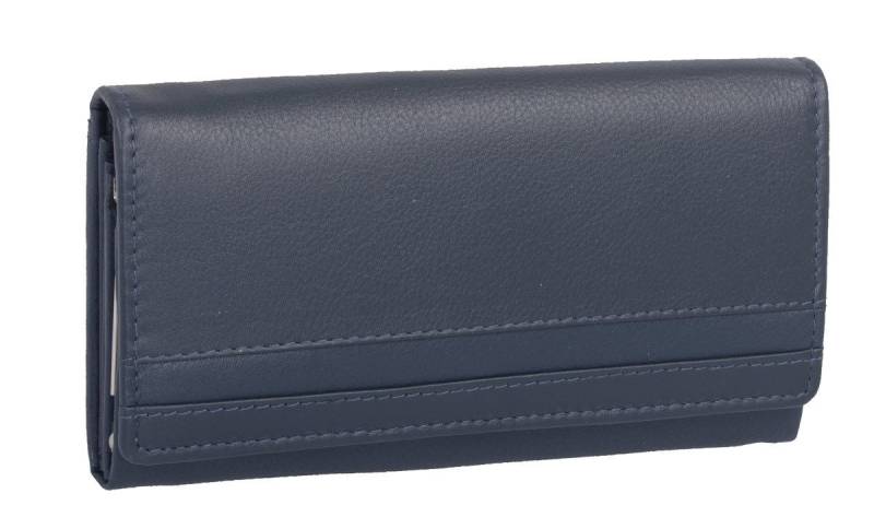 GlücksNugget Geldbörse Damen Langbörse Knipsbörse Leder dunkelblau Bügelbörse von GlücksNugget