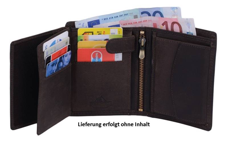 GlücksNugget Geldbörse dunkelbraune Fettleder-Herrenbörse, Scheintasche, Hunter von GlücksNugget