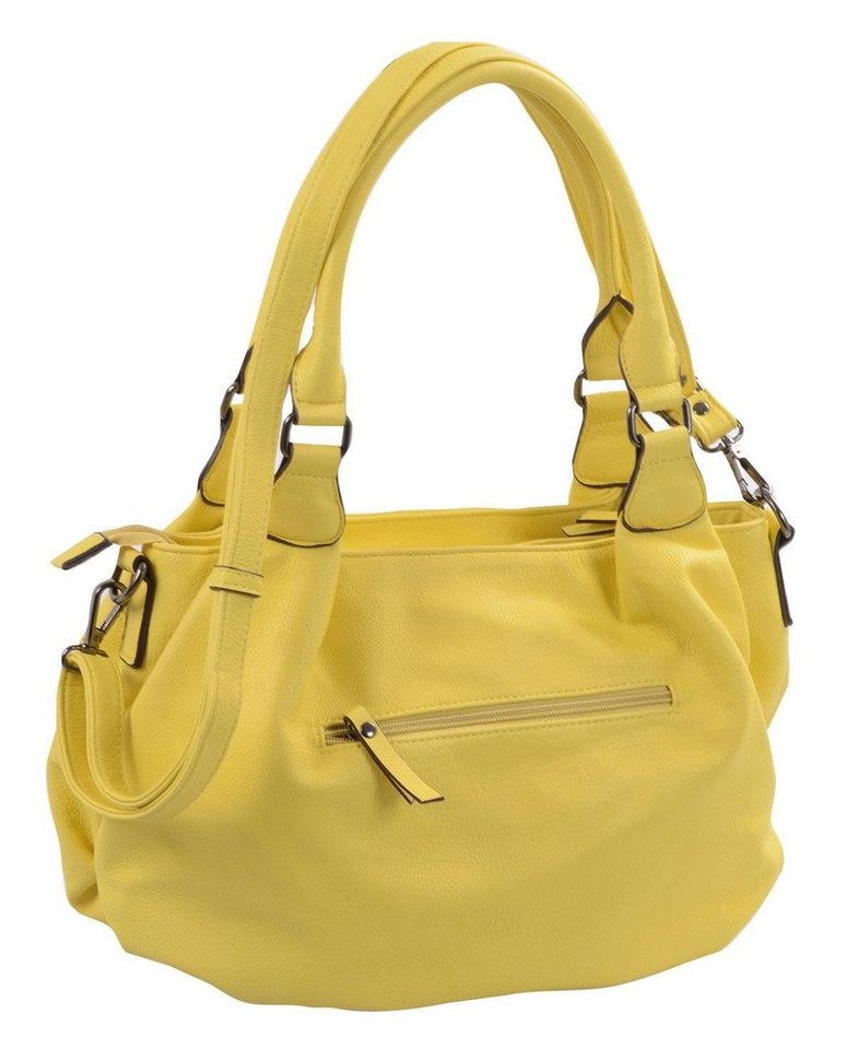 Basic Handtasche knautschige Handtasche mit kurzen und langem Henkel, gelb von Basic
