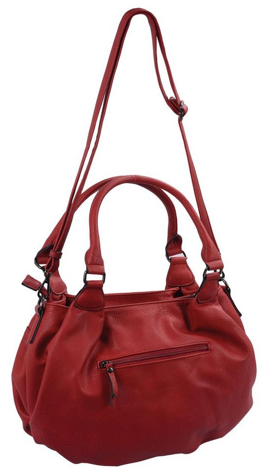 Basic Handtasche knautschige Handtasche mit kurzen und langem Henkel, rot von Basic