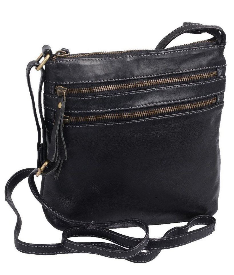 Basic Handtasche schwarze sportliche Lederumhängetasche von Basic