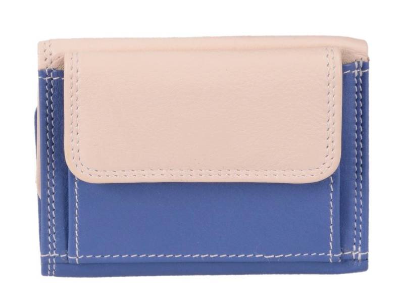GlücksNugget Mini Geldbörse Minibörse LEMONDO, hellblau-beige-mandarine, echt Leder von GlücksNugget