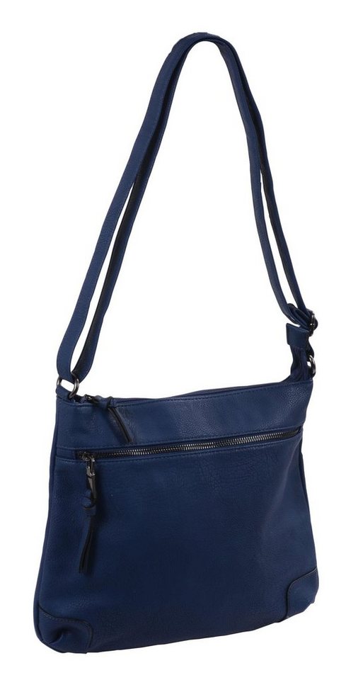 Basic Umhängetasche dunkelblaue, flache Cross-Over-Tasche mit langem Henkel von Basic