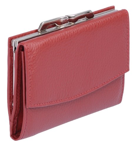 Damenknipsbörse BASIC in Echt-Leder, cherry, 13x9x2,5cm von Basic