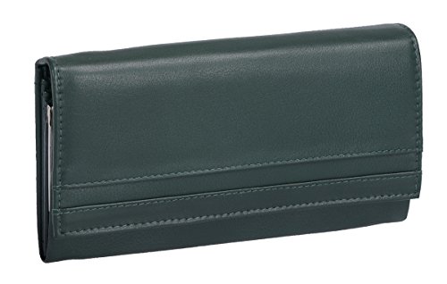 Damenknipsbörse BASIC in Echt-Leder, grün, 17x10cm von Basic