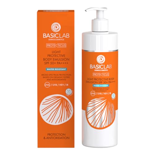 BasicLab Dermocosmetics BasicLab Wasserfeste Sonnenschutzlotion SPF50+ Hoher Sonnenschutz | 300 ml | Für Kinder und Erwachsene, Für Frauen und Männer, Leicht und einfach aufzutragen von BasicLab Dermocosmetics