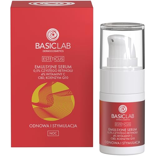 BasicLab Dermocosmetics Emulsion Gesichtsserum mit Retinol, Coenzym Q10 und Vitamin C | 30 ml | Anti-Falten Nachtserum für Frauen von BasicLab Dermocosmetics