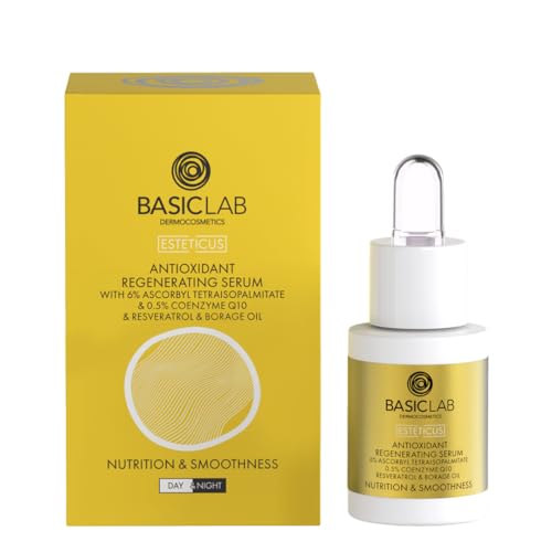 BasicLab Dermocosmetics Regenerierendes Serum für Gesicht, Hals und Dekolleté | 15 ml | Geeignet für Frauen und Männer jeden Alters, Zur Anwendung Tag und Nacht, Mit Coenzym Q10 und Squalan. von BasicLab Dermocosmetics