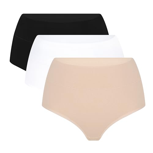 Basicbox Brazilien Slip Damen I Atmungsaktiv I Figurbetont I kein kratzender Zettel I hoher Bund I I 3er Pack I S-XL (DE/NL/SE/PL, Alphanumerisch, M, Mix) von Basicbox