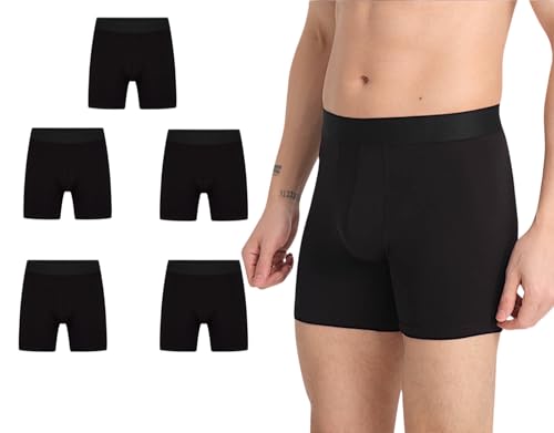 Basicbox Herren Brief Boxershorts I Ergonomisch geschnitten I 5er Pack I verstärktes Gummibund I Ohne Kratzenden Zettel I I S-XXXL (DE/NL/SE/PL, Alphanumerisch, M, schwarz) von Basicbox