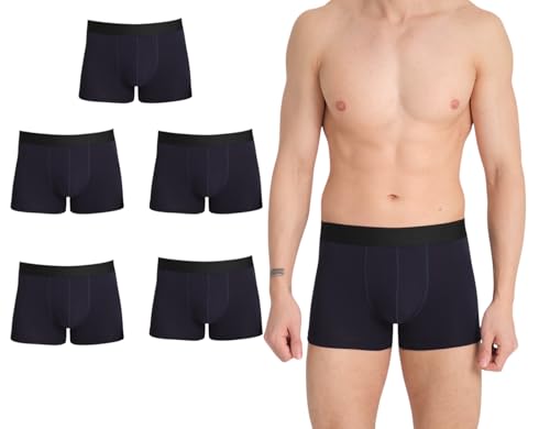 Basicbox Herren Trunk Boxershorts I Ergonomisch geschnitten I 5er Pack I verstärktes Gummibund I Ohne Kratzenden Zettel I I S-XXXL (DE/NL/SE/PL, Alphanumerisch, L, Navy blau) von Basicbox