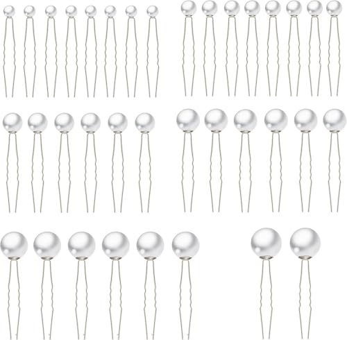 36 Stück Perlen Haarnadeln, BetterJonny 6 Größen U-förmige Braut Haarstyling Stecknadeln Gold Bobby Pins für Hochzeitsfeier Frauen Mädchen Braut Brautjungfer von Basicon