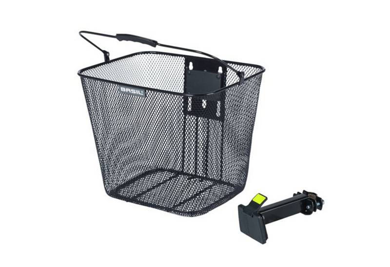 Basil Einkaufsshopper Bilbao, 10 l, Fahrradkorb vorne mit BasEasyStem EC Halter für Lenker 10L Lenkerkorb von Basil
