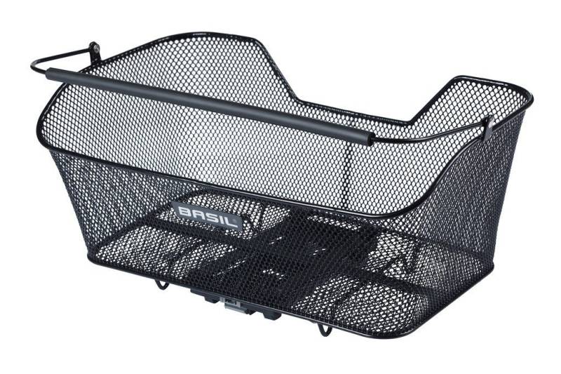 Basil Fahrradkorb Basil Hinterradkorb Base XL MIK - schwarzer, engmaschiger Stahlkorb von Basil