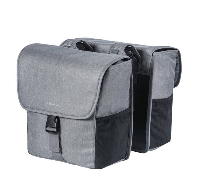 Basil Fahrradkorb Doppelpacktasche Go Double grey melee mit Reflexstreifen 32 L. von Basil