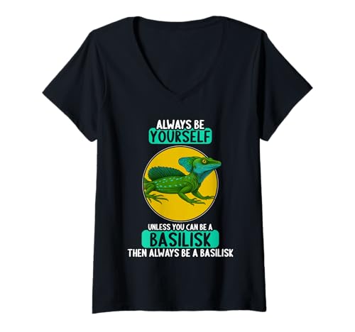Damen Basilisken Basilisk T-Shirt mit V-Ausschnitt von Basilisken Basilisk Tier Shop