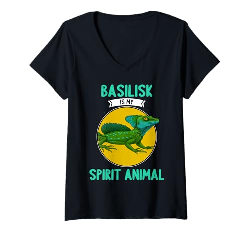 Damen Basilisken Basilisk T-Shirt mit V-Ausschnitt von Basilisken Basilisk Tier Shop
